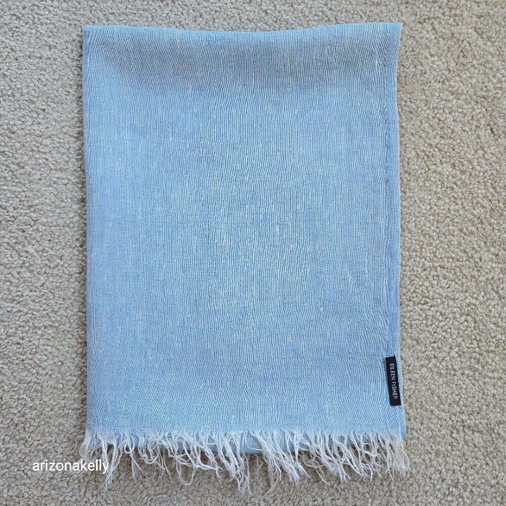Eileen Fisher Linen Scarf Sky Blue Powder Blue